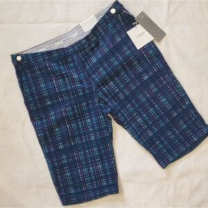 Richard Chai bermuda shorts blue plaid size 11 juniors knee length stretch